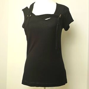 Love Hate Black Short Sleeve Shirt, Sz M (PTP 17")